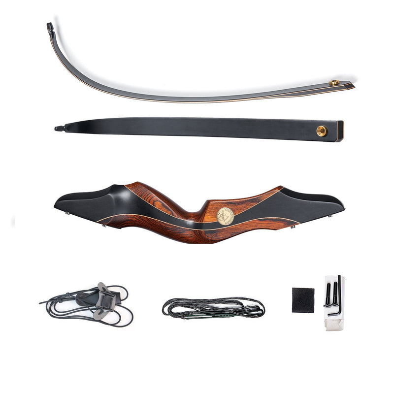 Archery  60" Hunting Recurve Bow Takedown Wood Laminated Bow RH for Outdoor Shooting 25-50lbs