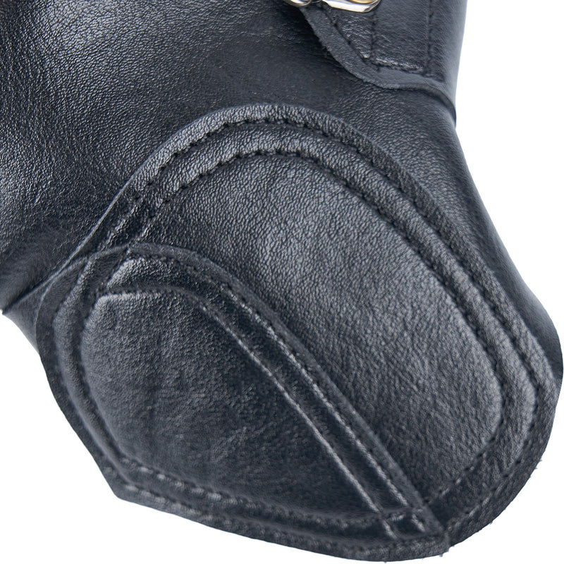 Archery Protective Gear Arm Finger Guard Protector with Adjustable Straps Black Leather