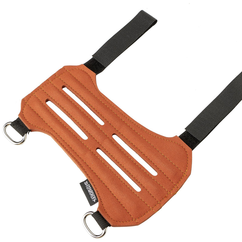 Archery Arm Guard Brown Forearm Protector Gear with 4-Hole Adjustable Straps