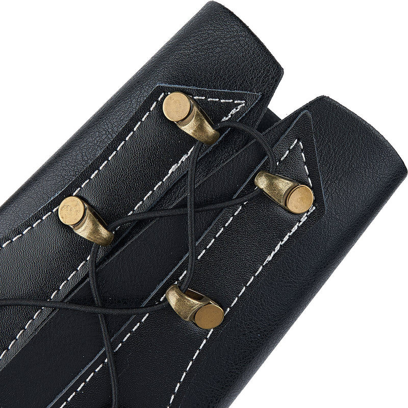 Black Arm Guard PU Leather Archery Arm Protector with Adjustable Straps