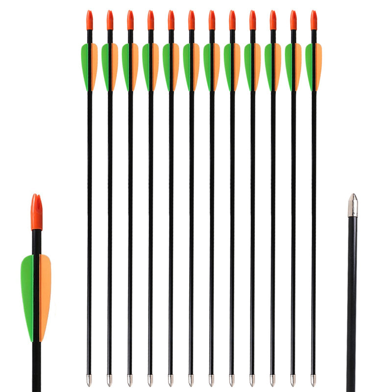 12 Pack 28" Kids Fiberglass Arrows Spine 700 Archery Youth Arrows