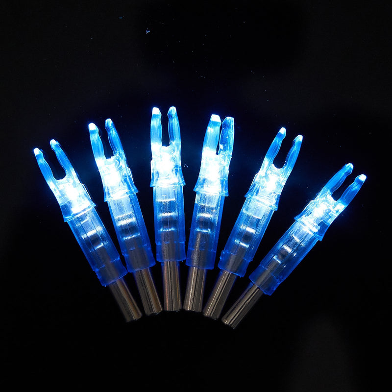 12Pcs Blue LED Lighted Archery Arrow Nock Tail for ID 6.2mm Arrow Shaft