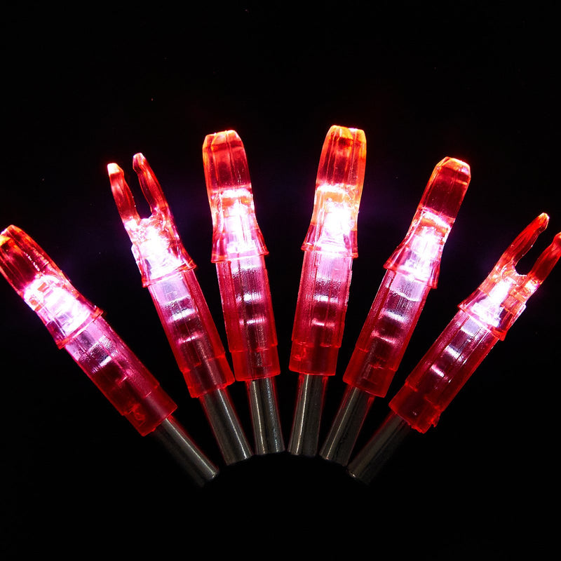 12Pcs Red LED Lighted Archery Arrow Nock Tail for ID 6.2mm Arrow Shaft