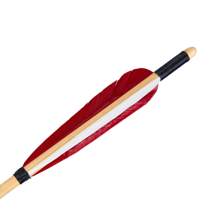 6Pcs Traditional Wooden Arrows Turkey Feather Handmade 31.5" Archery Arrows with Field Points