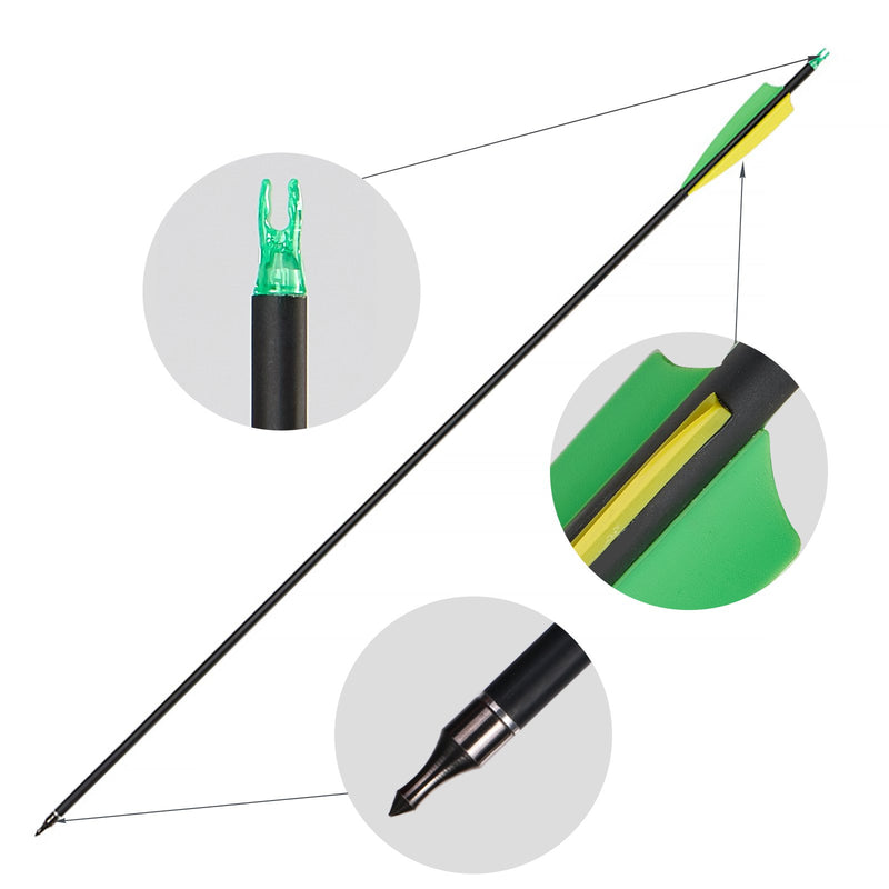 12pcs 30" Archery Fletched Carbon Arrow with 4" Fletching Shooting Arrows