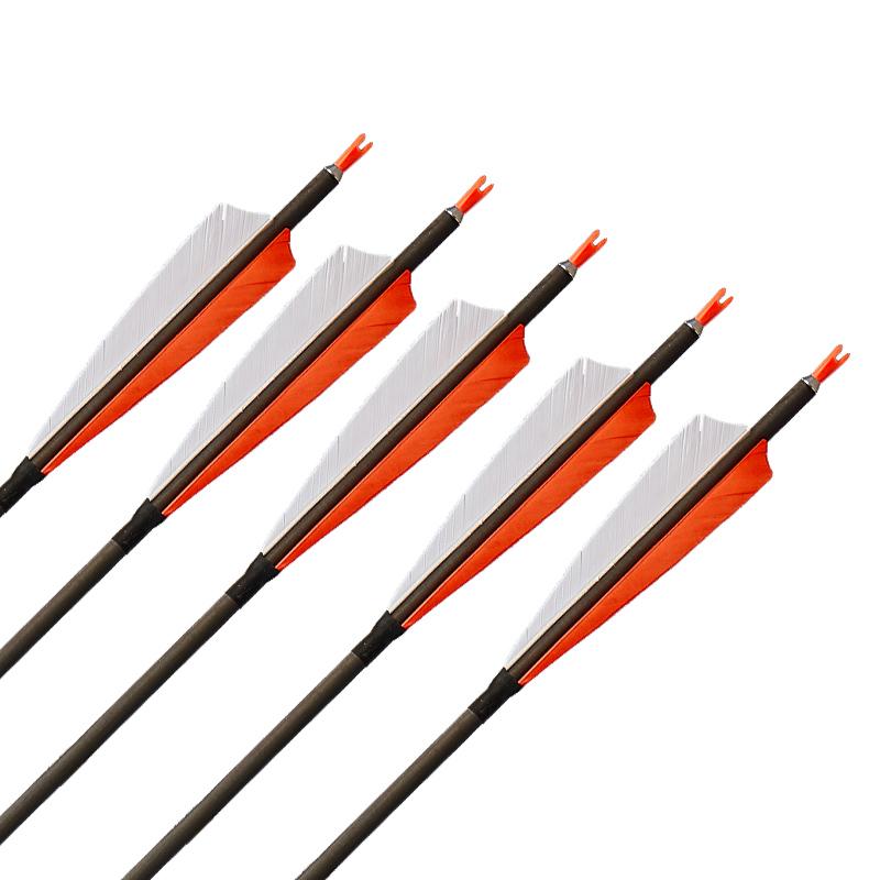 6pcs Archery 30.5" Turkey Feather Fletched Carbon Arrows Spine 400