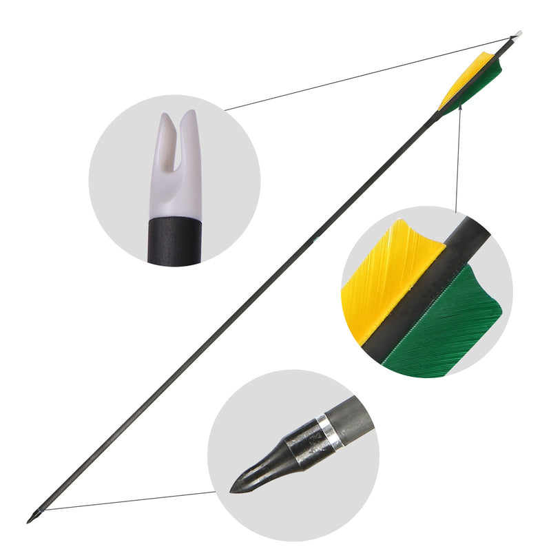 6pcs Archery 31" Turkey Feather Carbon Arrows Spine 400 Target Practice Arrows For Recurve Compound Bow