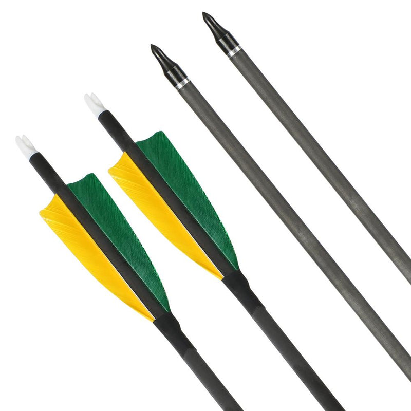 6pcs Archery 31" Turkey Feather Carbon Arrows Spine 400 Target Practice Arrows For Recurve Compound Bow