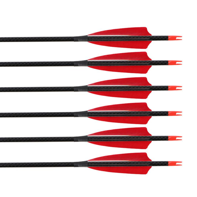 6pcs 32" Archery Turkey Feather Fletched Pure Carbon Arrows Spine 500 For Recurve Compound bow