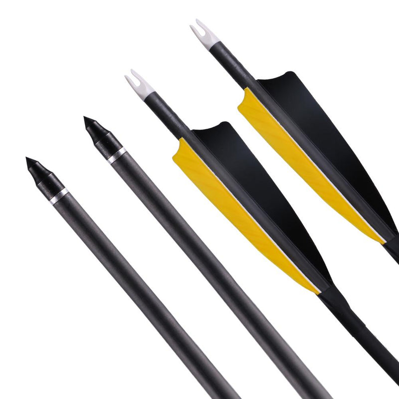 6pcs Archery 32.6" Turkey Feather Fletched Pure Carbon Arrows Spine 400 for Recurve Compound Bow