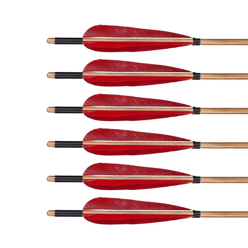6Pcs 32" Bamboo Arrows Red Turkey Feathers Handmade Archery with Hunting Target Points