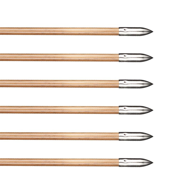 6Pcs 32" Bamboo Arrows Red Turkey Feathers Handmade Archery with Hunting Target Points