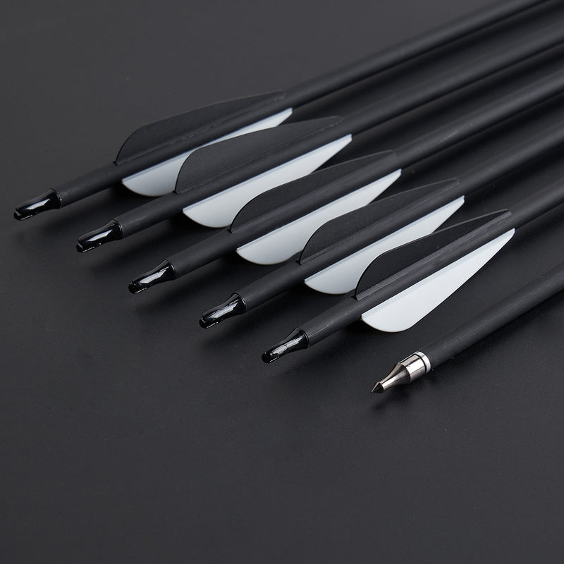 12pcs Archery 30" Carbon Arrows Spine 500 ID 6.2mm Hunting Practice Arrows for Recurve Compound Bow