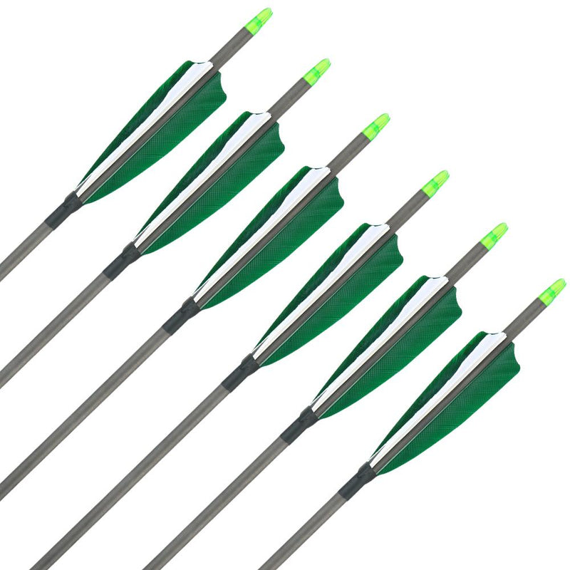 6pcs Archery 31.4" Pure Carbon Arrows Spine 400 Feather Fletched Arrows For Target Practice Shooting