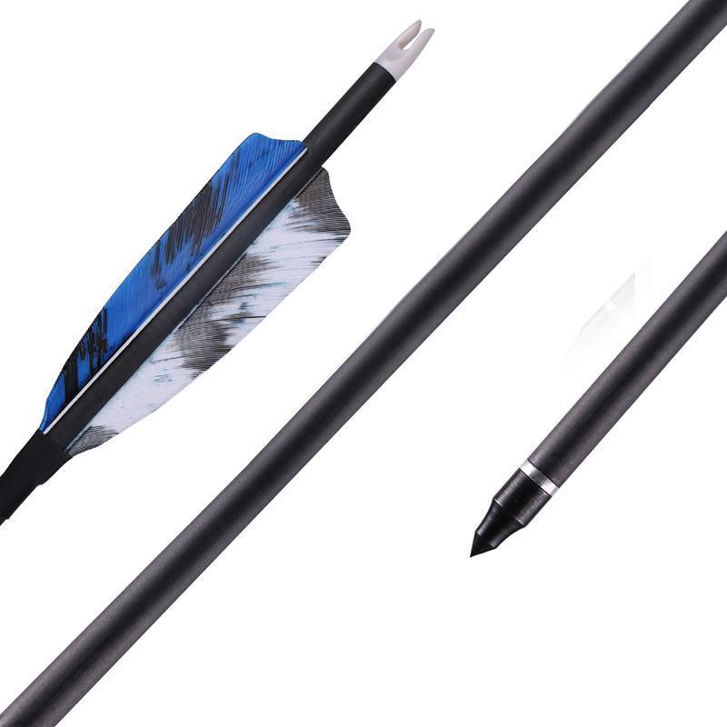 6pcs Archery 31" Turkey Feather Carbon Arrows Hunting Arrows Spine 400 with Replaceable Arrow Tips