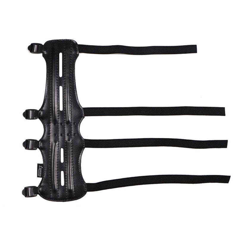 Archery Arm Guard Forearm Protector Gear Black Leather with Adjustable Straps