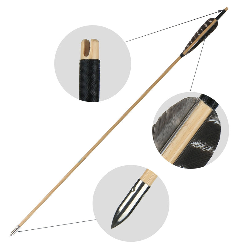 Archery 48"- 54" Traditional Recurve Bow and Wood Arrows Set Mongolian Horse Bow 30-50lbs