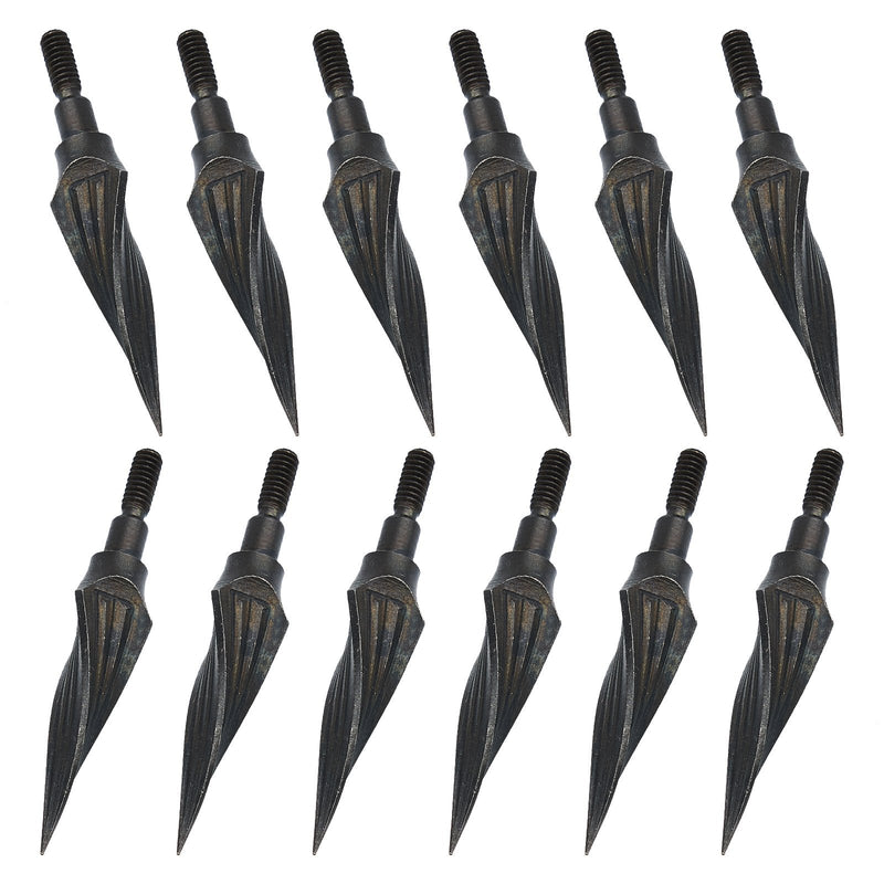 12Pcs Carbon Steel Arrowhead 150Grain Archery Arrow Point Tips for Crossbow and Compound Bow