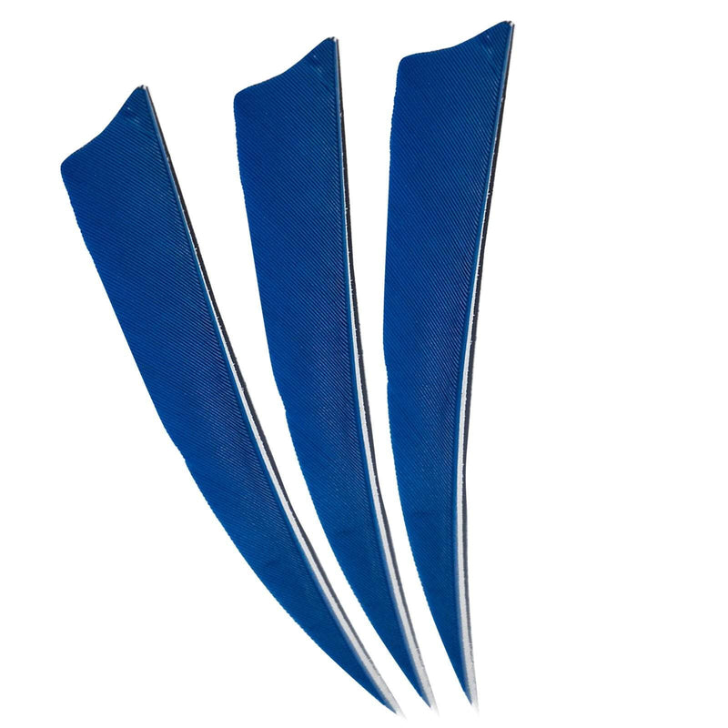 50 Pack 4/5 Inch Blue Turkey Real Feather with Shield Cut for Hunting Targeting Arrow