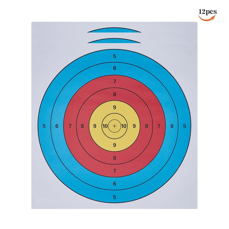 12Pcs Archery Target Paper Faces 40cm for Bow Arrow Practice Training Shooting