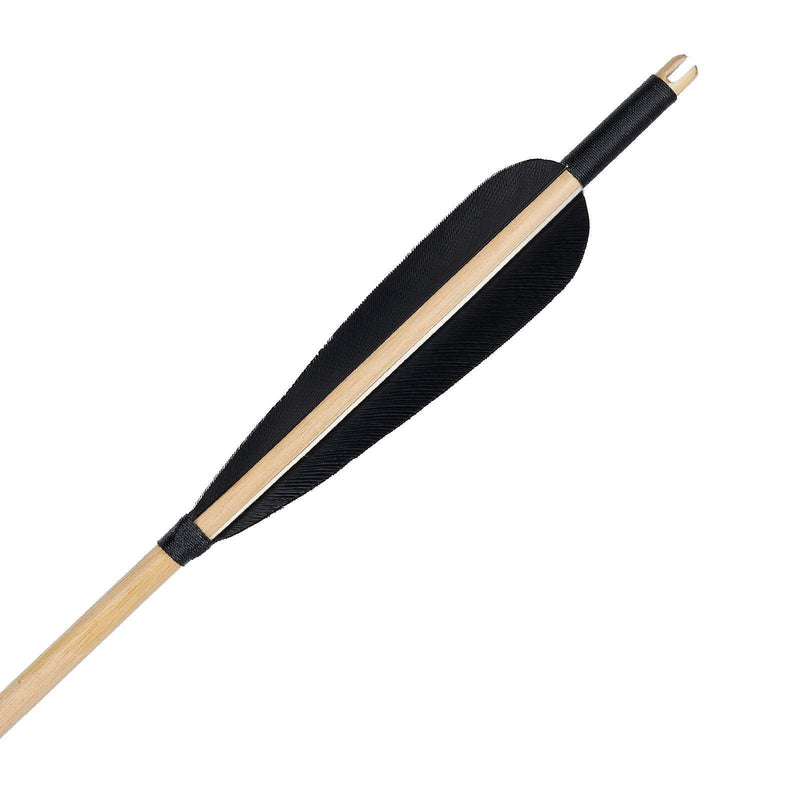 Traditional Wooden Arrows Archery 6Pcs Black Turkey Feathers 31.5" with Hunting Broadheads
