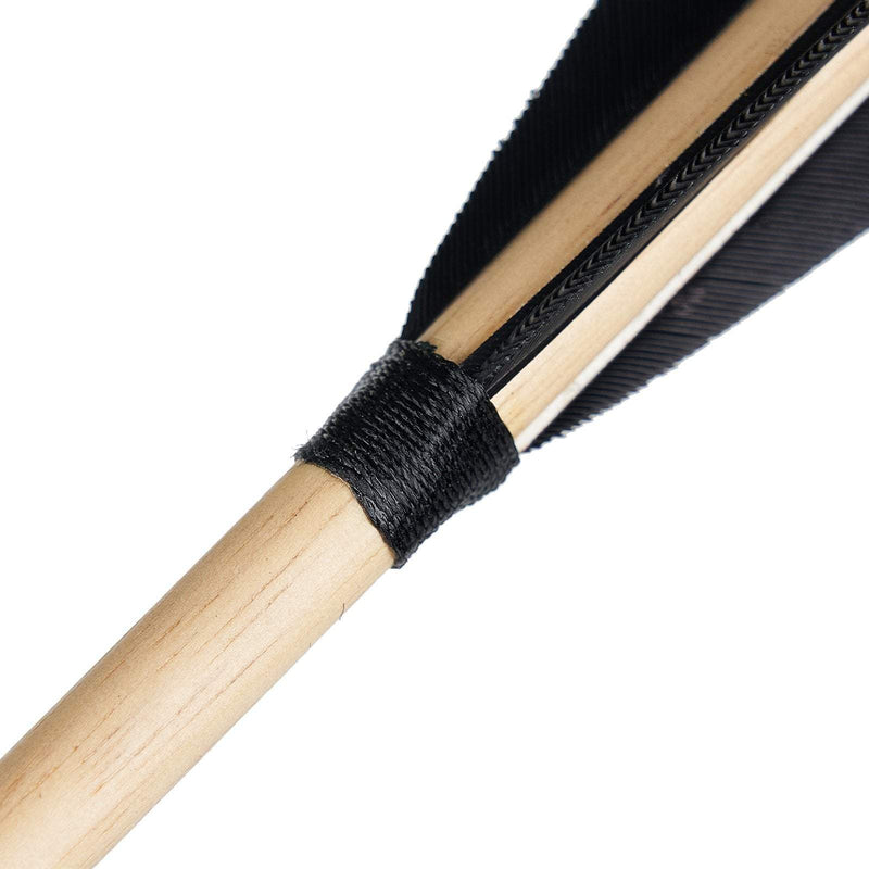 Traditional Wooden Arrows Archery 6Pcs Black Turkey Feathers 31.5" with Hunting Broadheads