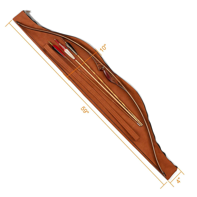 Archery Bow Bag 59" Traditional Recurve Leather Bow Case for Longbow H