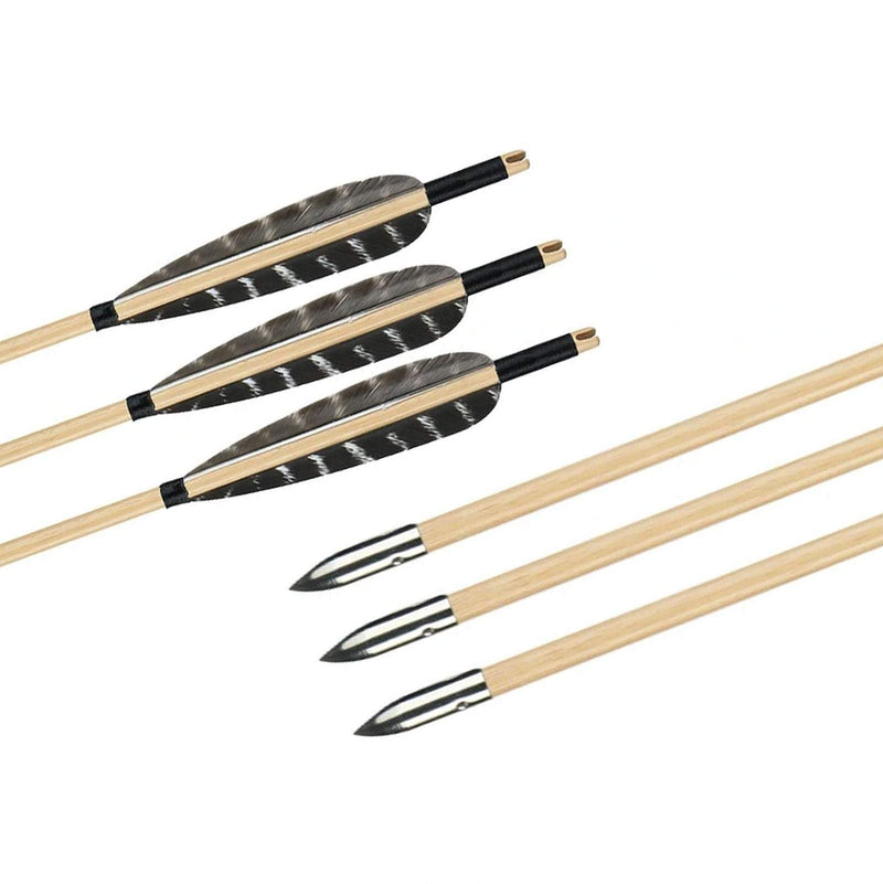 Archery 48"- 54" Traditional Recurve Bow and Wood Arrows Set Mongolian Horsebow 30-50lbs