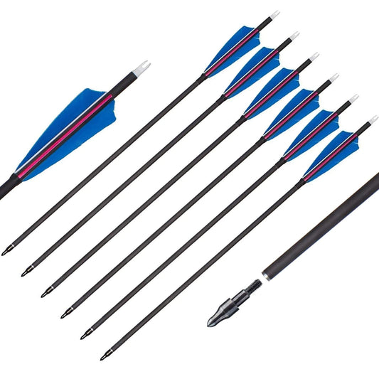 6Pcs Archery 31" Turkey Feather Fletched Pure Carbon Arrow Straightness 0.003 Spine 350 Hunting Arrows