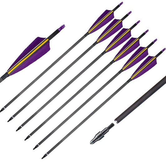 12Pcs 31" Pure Carbon Arrows Straightness 0.003 Spine 400 Turkey Feather Archery Shooting Arrows