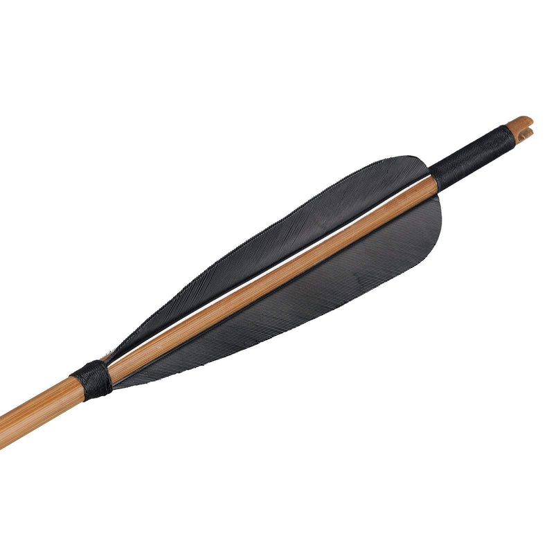 6Pcs 33" Bamboo Arrows Black Turkey Feathers Handmade Archery with Hunting Target Points