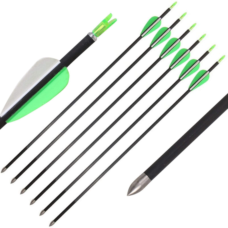 6Pcs Archery 32" Pure Carbon Arrows ID 4.2mm Spine 600 with Fixed Field Point