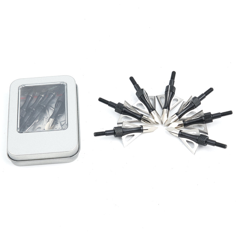 12Pcs Archery Broadheads 100 Grain 3 Blade Broad Screw-in Arrow Heads Tips for Shooting