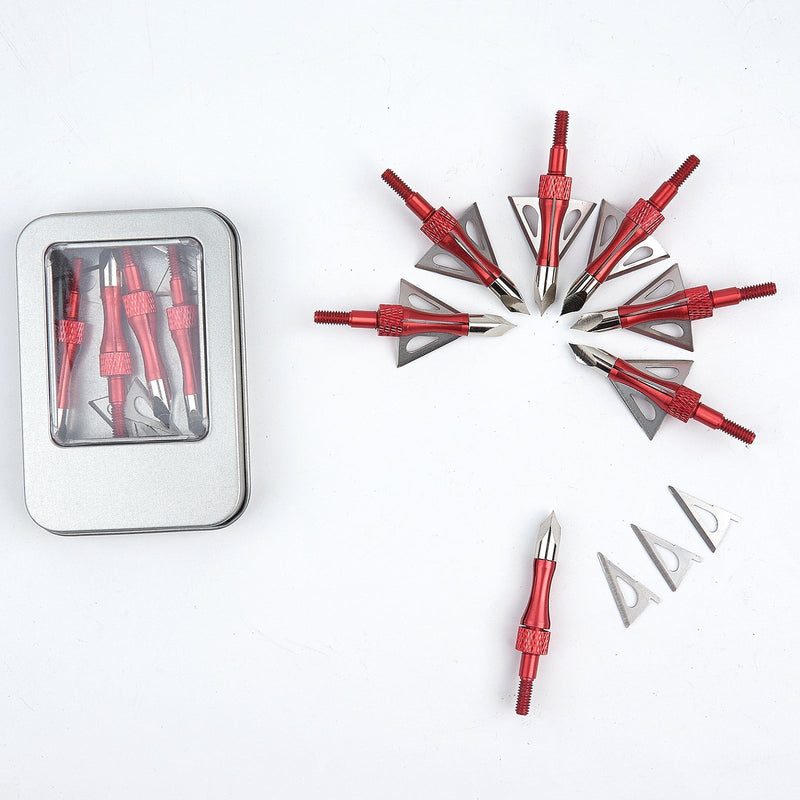 12Pcs Archery Broadheads 100 Grain 3 Blade Broad Screw-in Arrow Heads Tips for Shooting