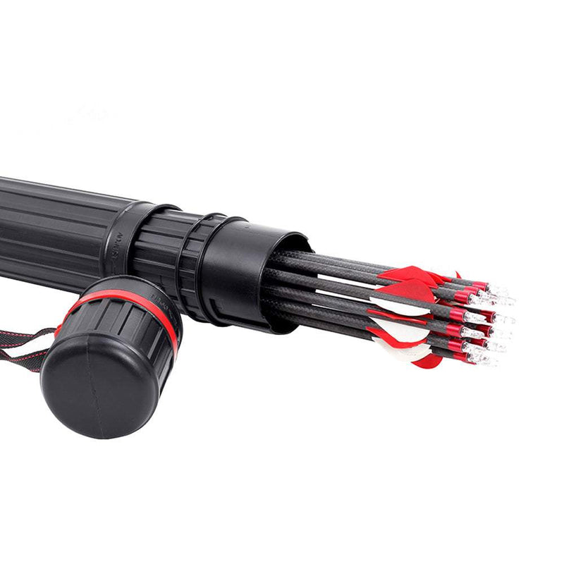 Adjustable Arrow Tube and 12 Pack Archery Mixed Carbon Arrows Arrow Quiver 63cm-110cm