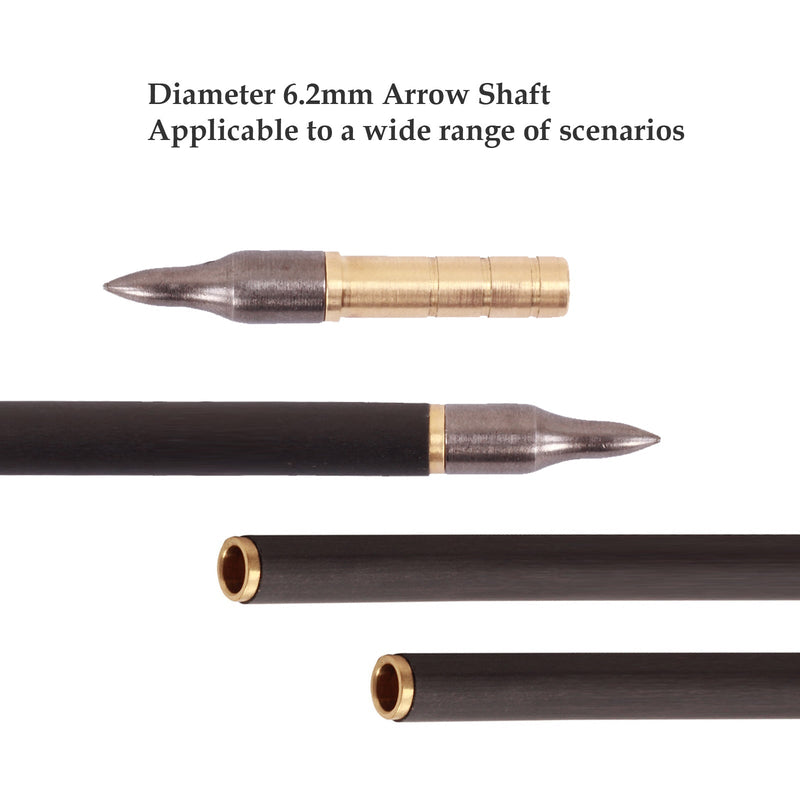 6pcs Archery Arrow Copper Insert 37/50/100/150/200 Grain Fit For Diameter 6.2mm Arrow Shaft