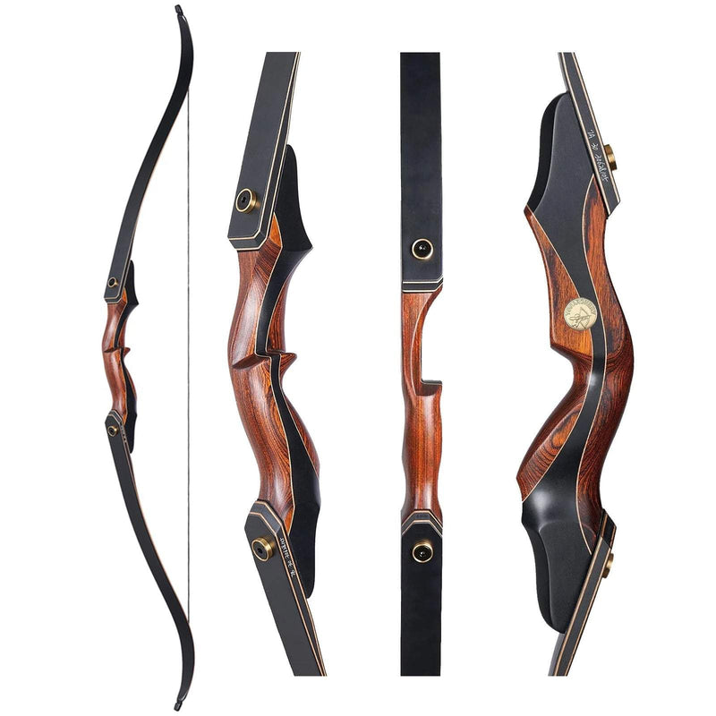 Archery  60" Hunting Recurve Bow Takedown Wood Laminated Bow RH for Outdoor Shooting 25-50lbs