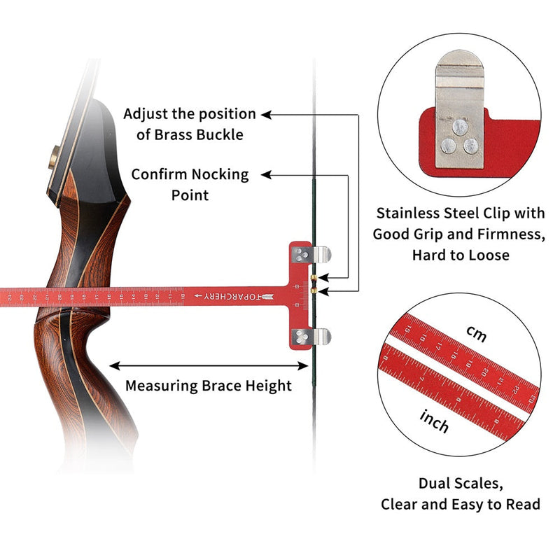 Archery Bow Square T Ruler Hunting Measurement Tool Bowstring Positioning Scale