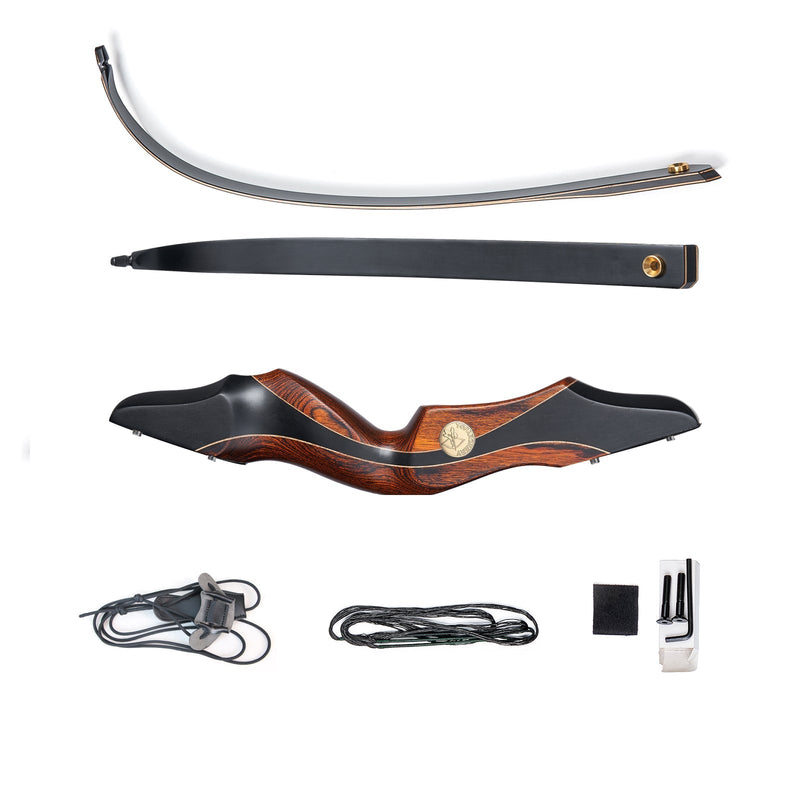 Archery 60" Recurve Bow and Arrow Set Takedown Laminated Right Hand Bow for Adults Hunting Bow 30-50lbs