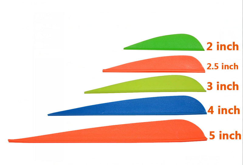 50pcs Archery Arrow Feather 2.5/3/4/5 Inch Plastic Vanes Random Color for Carbon Shaft