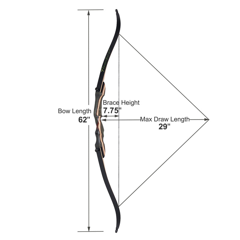 62" Archery Wooden Takedown Recurve Bow and Arrows Set Right Handed for Adult & Youth Beginner Outdoor Training Practice 20-50lbs