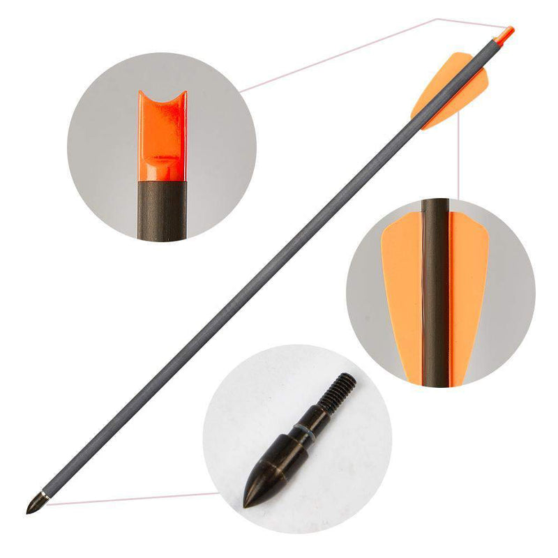 12pcs 15 Inch Carbon Arrows for Crossbow ID 6.2mm Pure Carbon Arrows Hunting Archery Arrow for Outdoor Shooting Crossbow