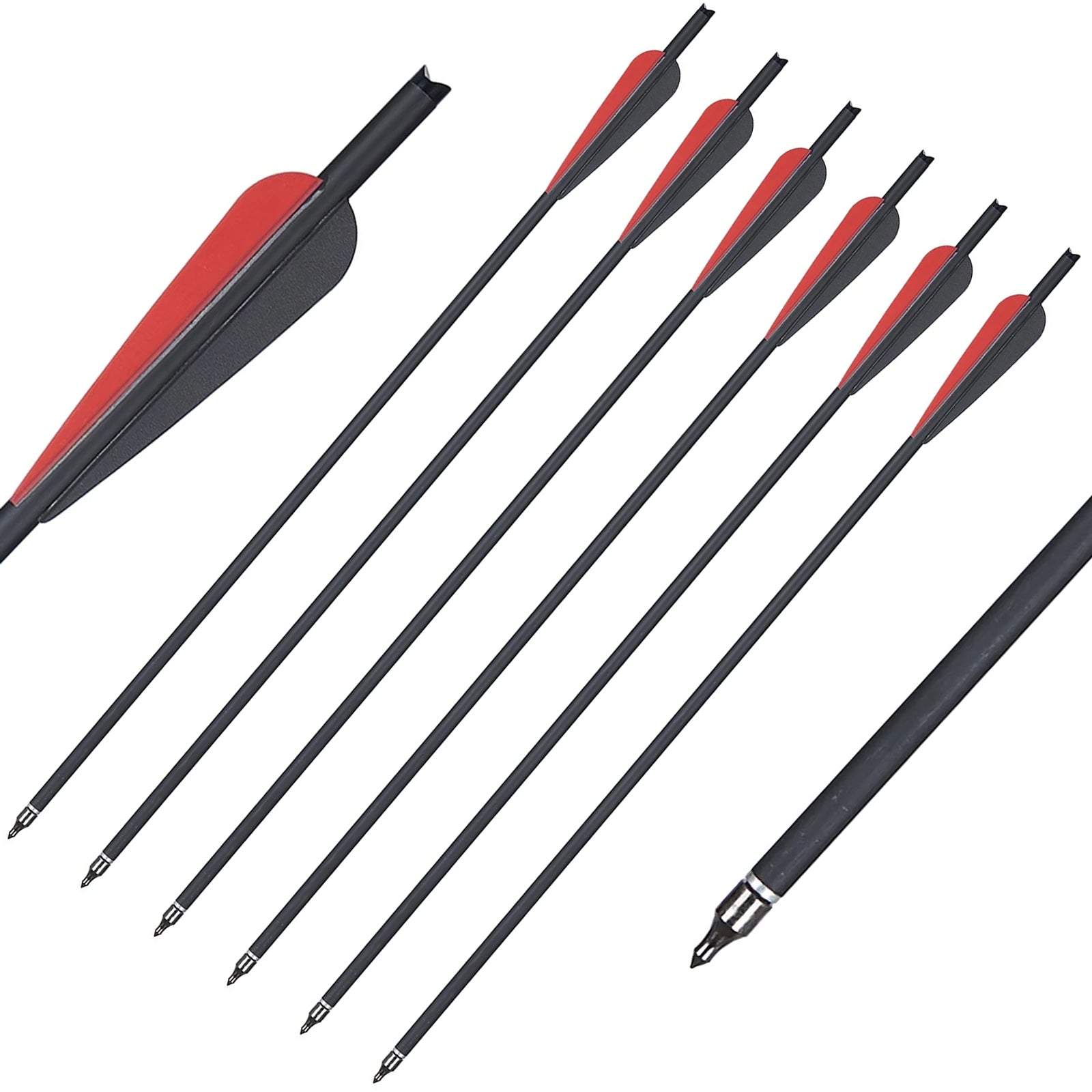SHARROW 12pcs Flèches D'arbalète En Carbone 15 Pouces 7.5 Pouces
