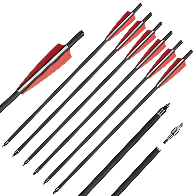 12pcs 20inch Carbon Crossbow Bolts Hunting Archery Arrows with Replaced Arrowhead Tips