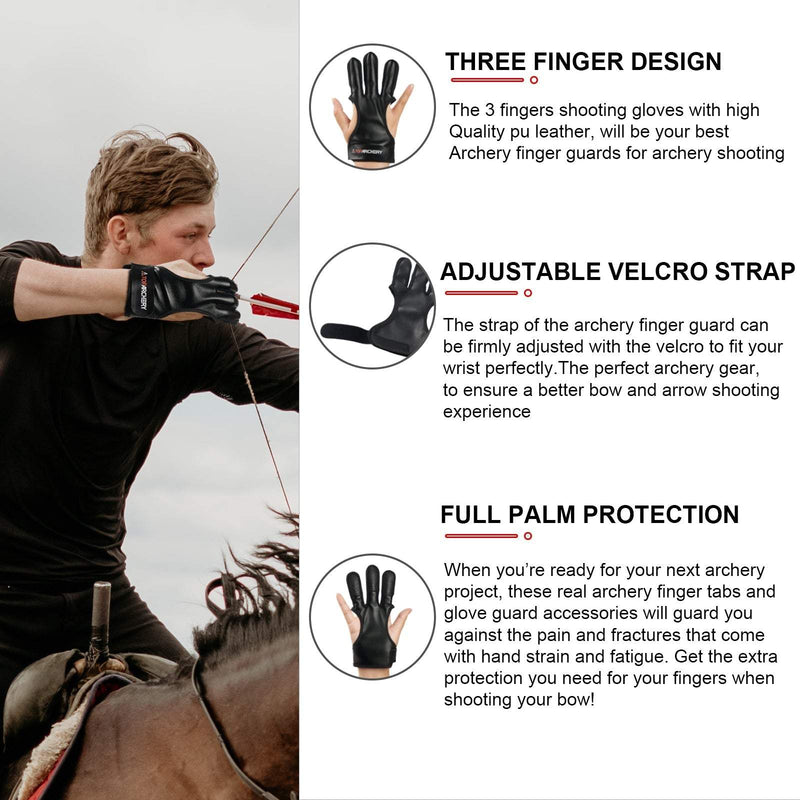 Archery Hand Guard Protective PU Leather 3 Fingers Glove Archer Fingers Tab