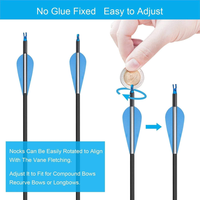 Archery Arrow and Quiver Set 12pcs Fletched Carbon Arrows with Adjustable Arrow Tube 63-105cm