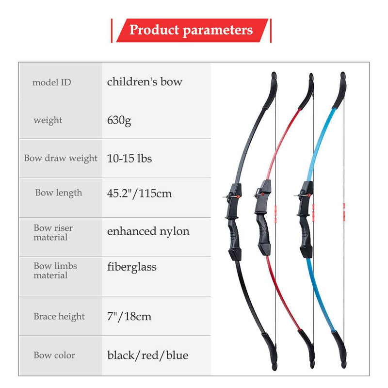 Archery 45" Kids Ambidextrous Recurve Bow Set with Youth Arrow Quiver