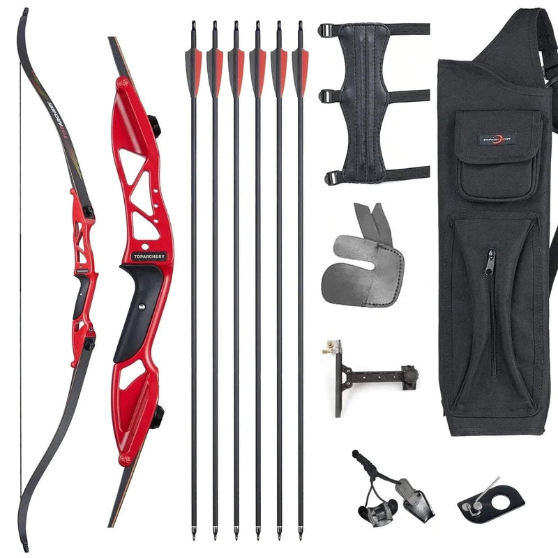 Archery 56" Takedown Recurve Bow and Arrow Set Right Hand Red Competition Practice Bow 18-50lbs