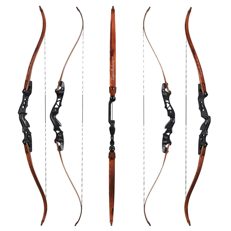 62" Archery ILF Recurve Hunting Bow RH with Carbon Sheet Wood Bamboo Laminated Limbs 25-60lbs