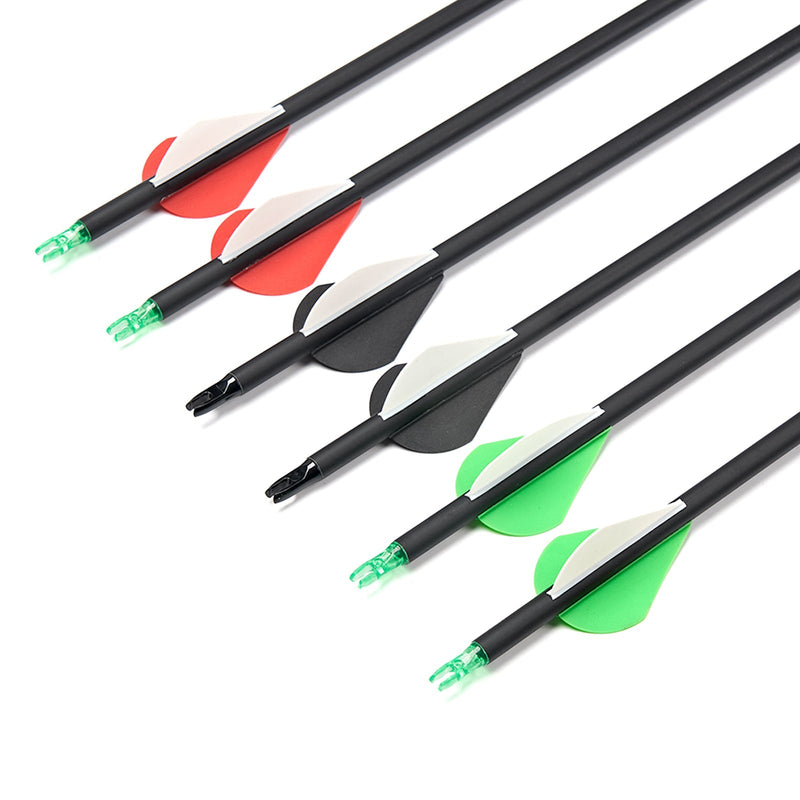 12pcs Archery 28" Fletched Carbon Arrows Spine 500 for Compound Recurve Bow